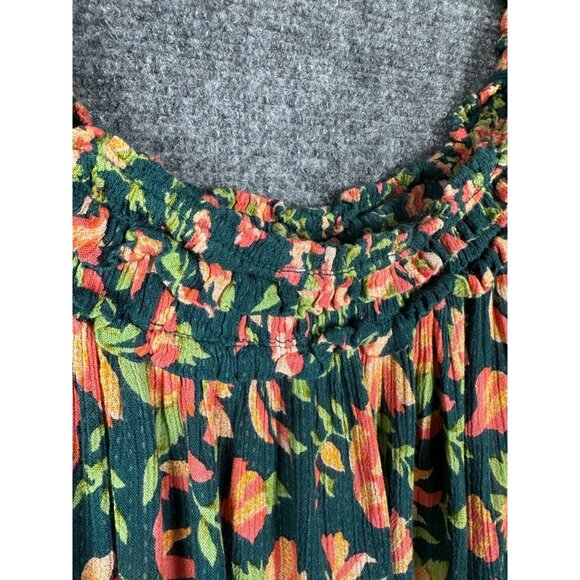 Free People Suki Peasant Top Large Smocked Gauzy Boho Cottage Floral Feminine - Picture 8 of 14